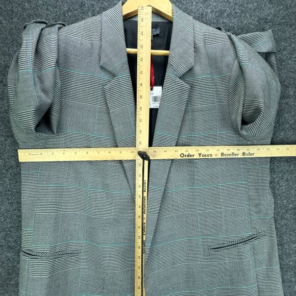Madison Blazer Womens 2X Black White Glen Plaid Career Academia Open Jacket - Picture 9 of 16